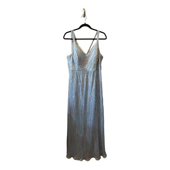 NIGHTWAY Women’s Formal Shimmer Blue Gold Long Evening Gown Dress size 12P - Picture 3 of 15